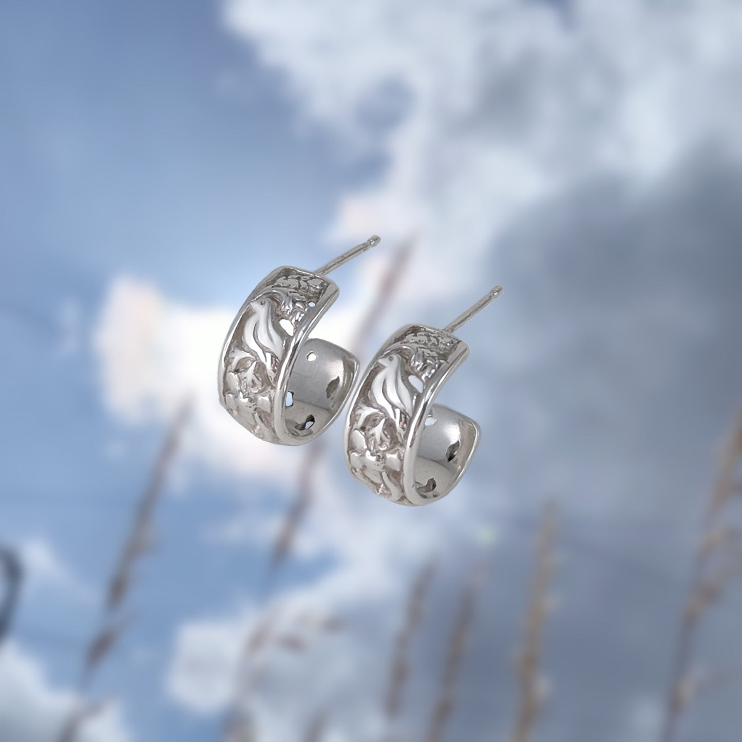 Little Bird Hoop Stud Earrings