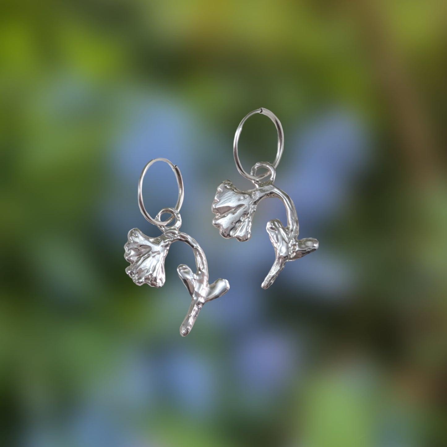 Flower Dangle Hoop Earrings
