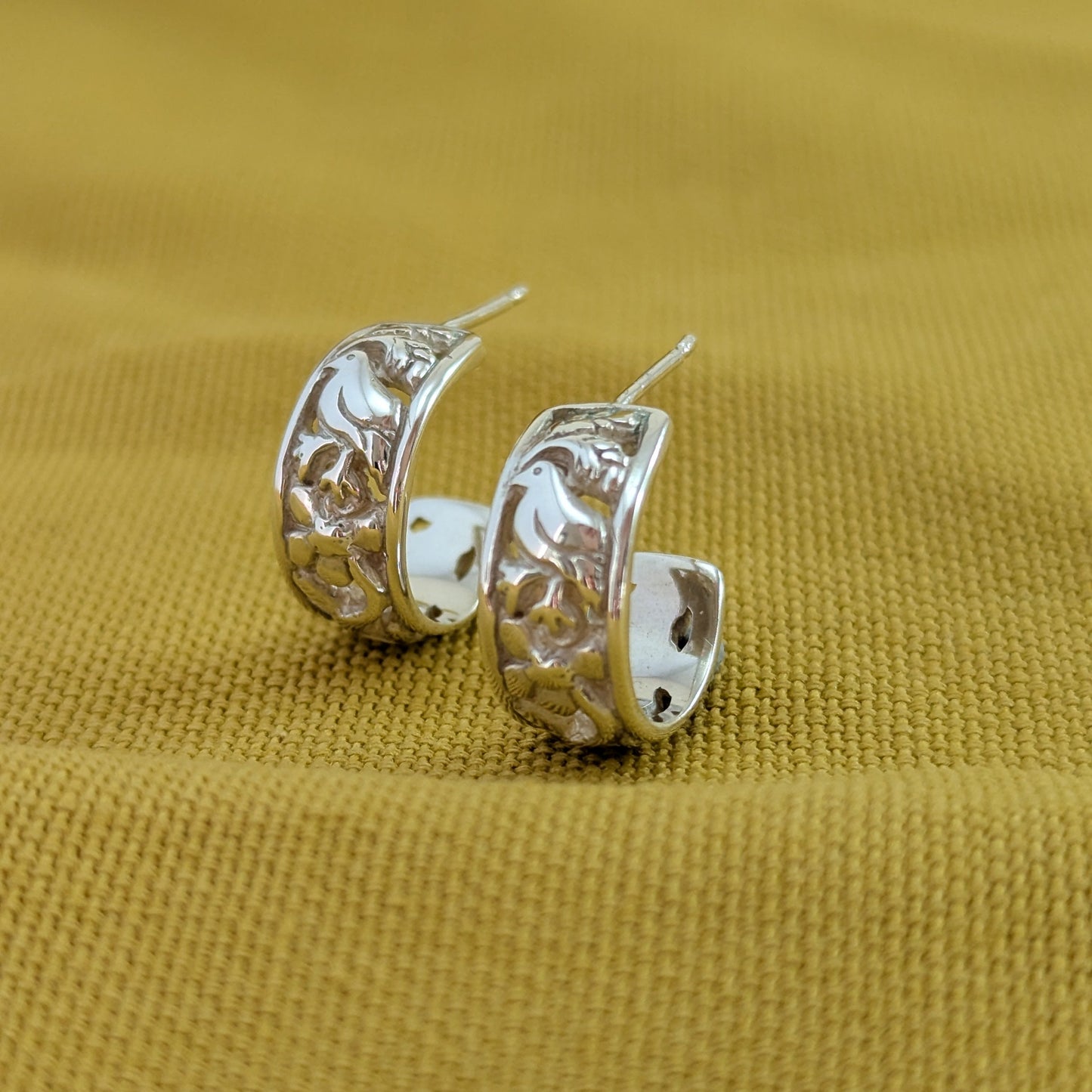 Little Bird Hoop Stud Earrings