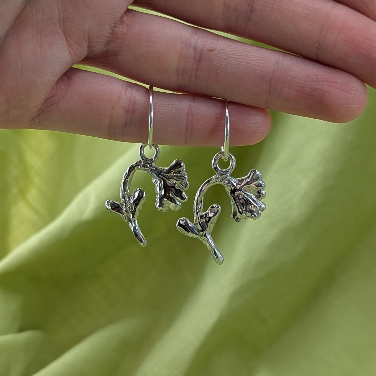 Flower Dangle Hoop Earrings