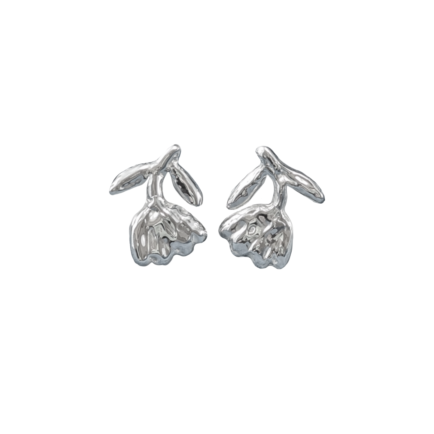 Textured Flower Stud Statement Earrings