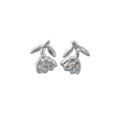 Textured Flower Stud Statement Earrings