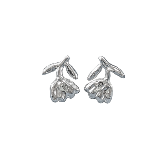 Textured Flower Stud Statement Earrings