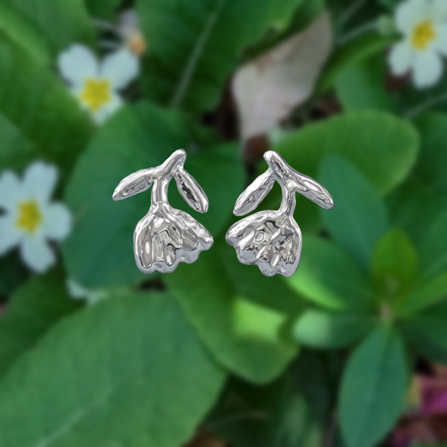 Textured Flower Stud Statement Earrings