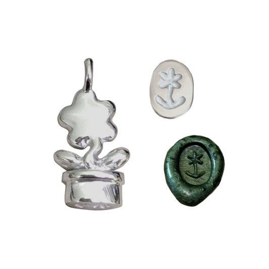 Flower Pot Wax Stamp - Necklace Set