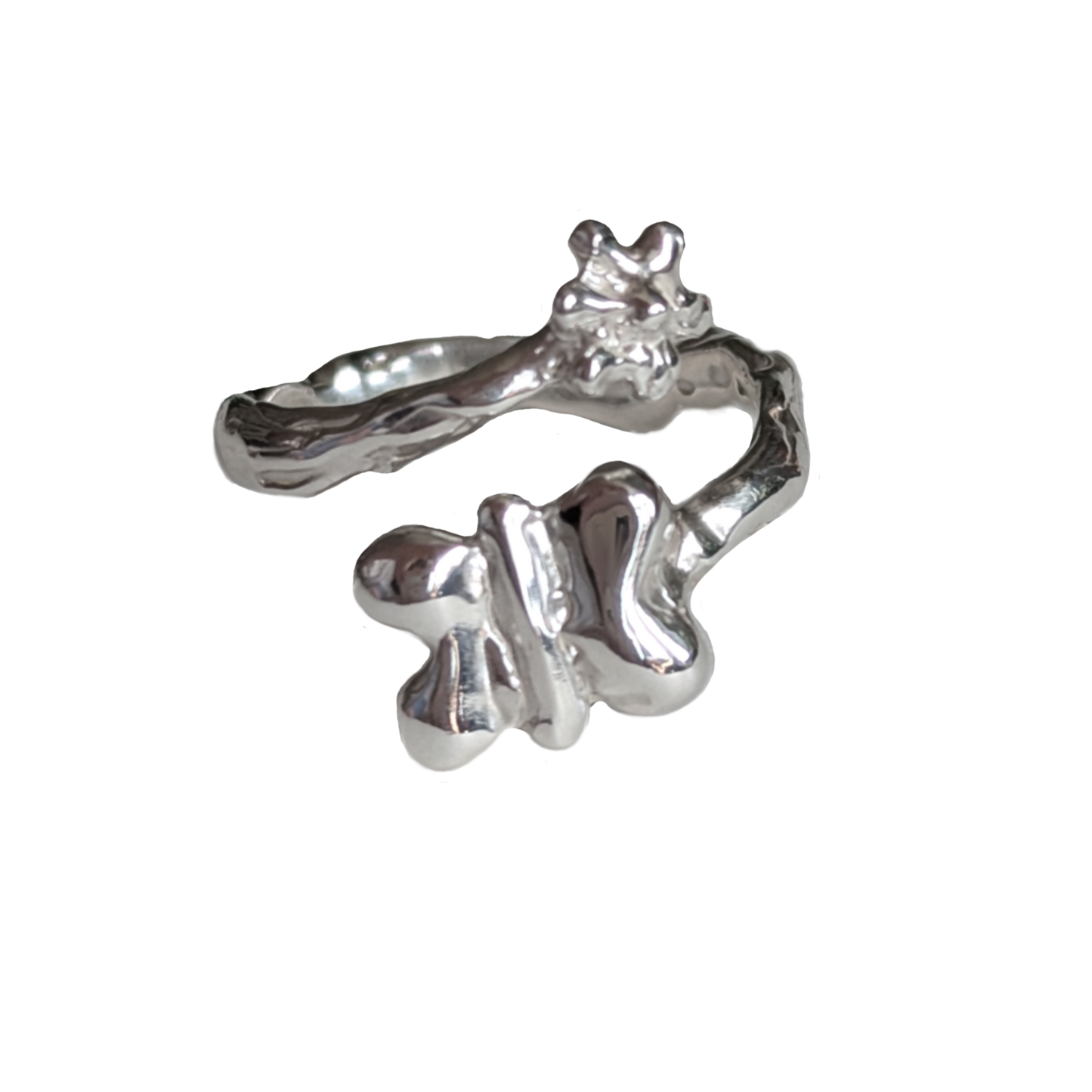 Butterfly with flower ring adjustable to size N-P
