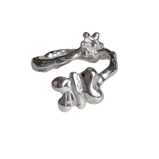 Butterfly with flower ring adjustable to size N-P