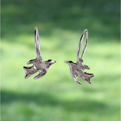 Flying Bird Hoop Earrings - Ready To Ship