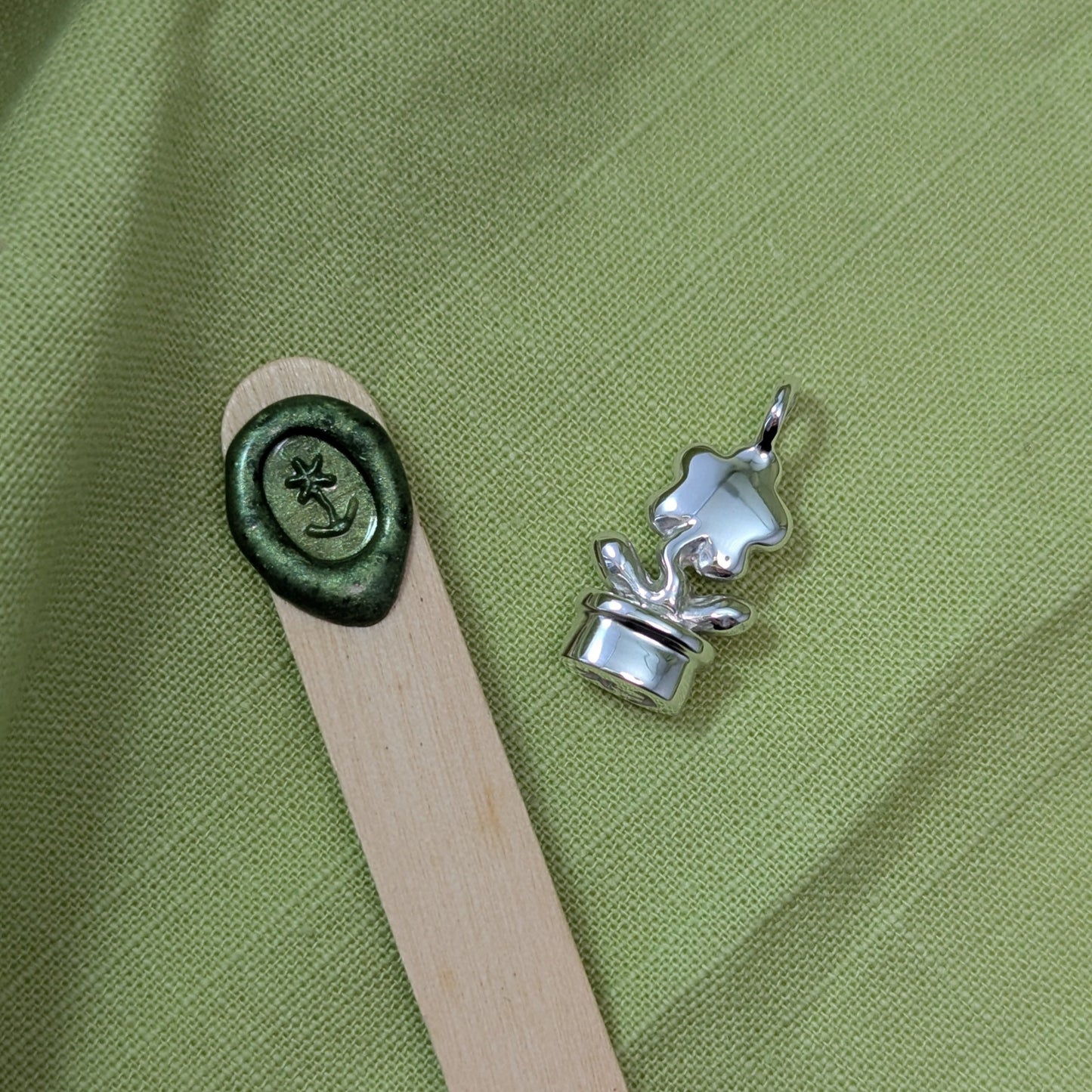 Pendant Only - Flower Pot Wax Stamp