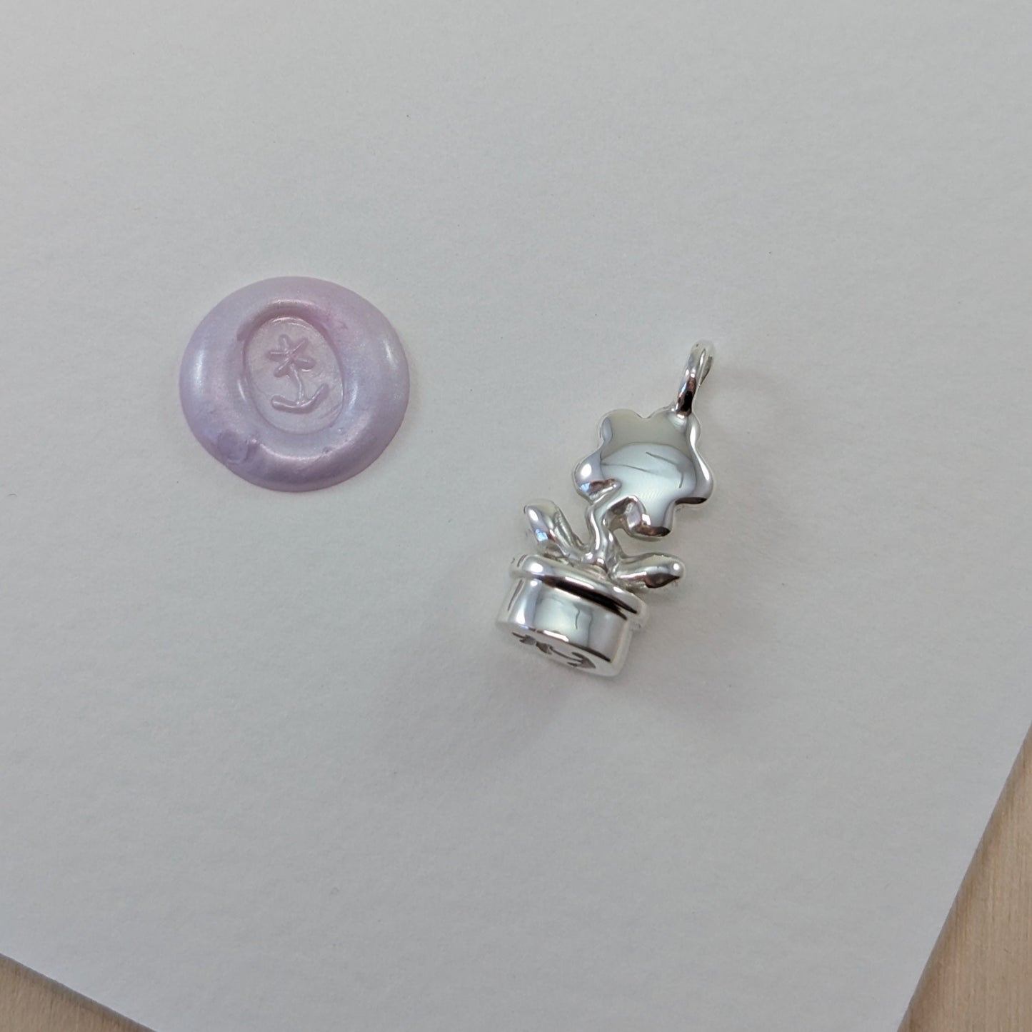 Pendant Only - Flower Pot Wax Stamp