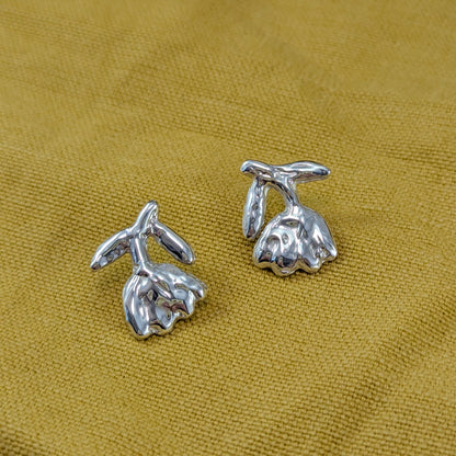 Textured Flower Stud Statement Earrings