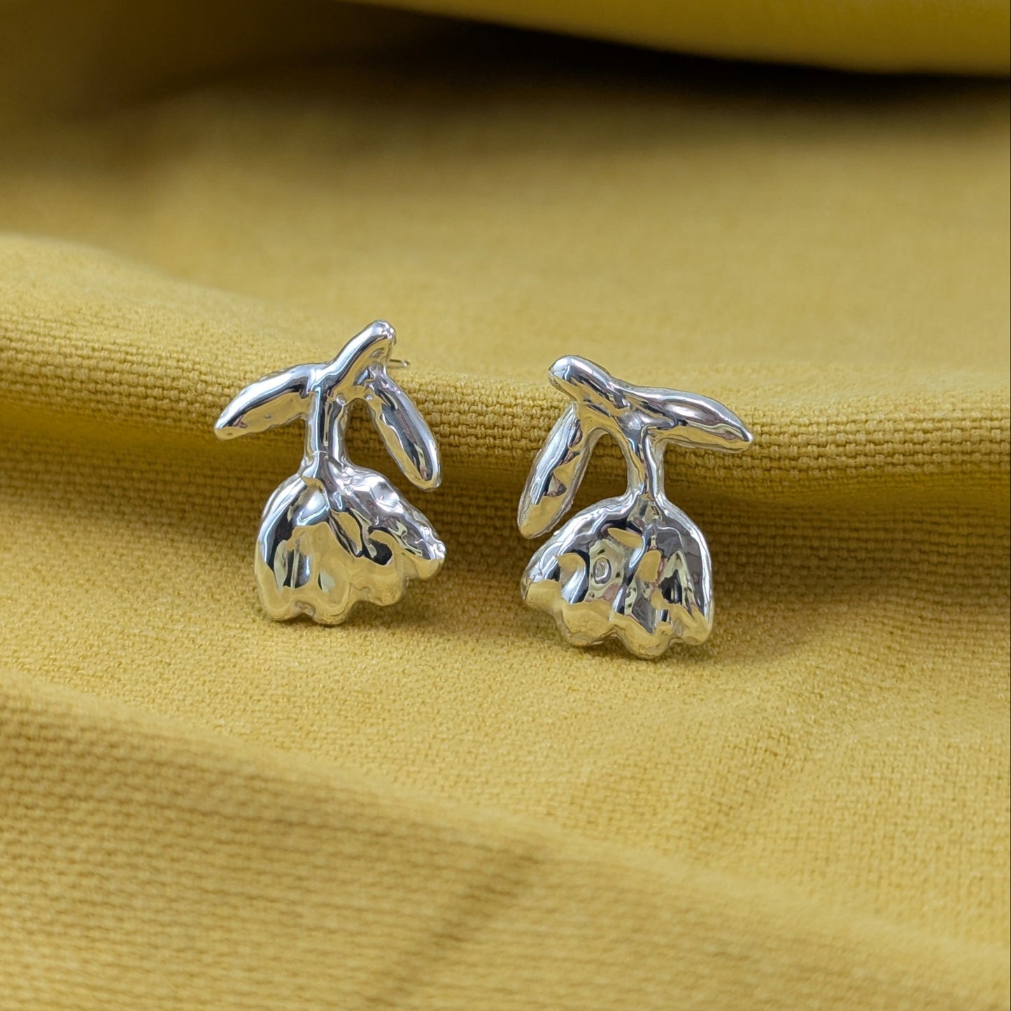 Textured Flower Stud Statement Earrings