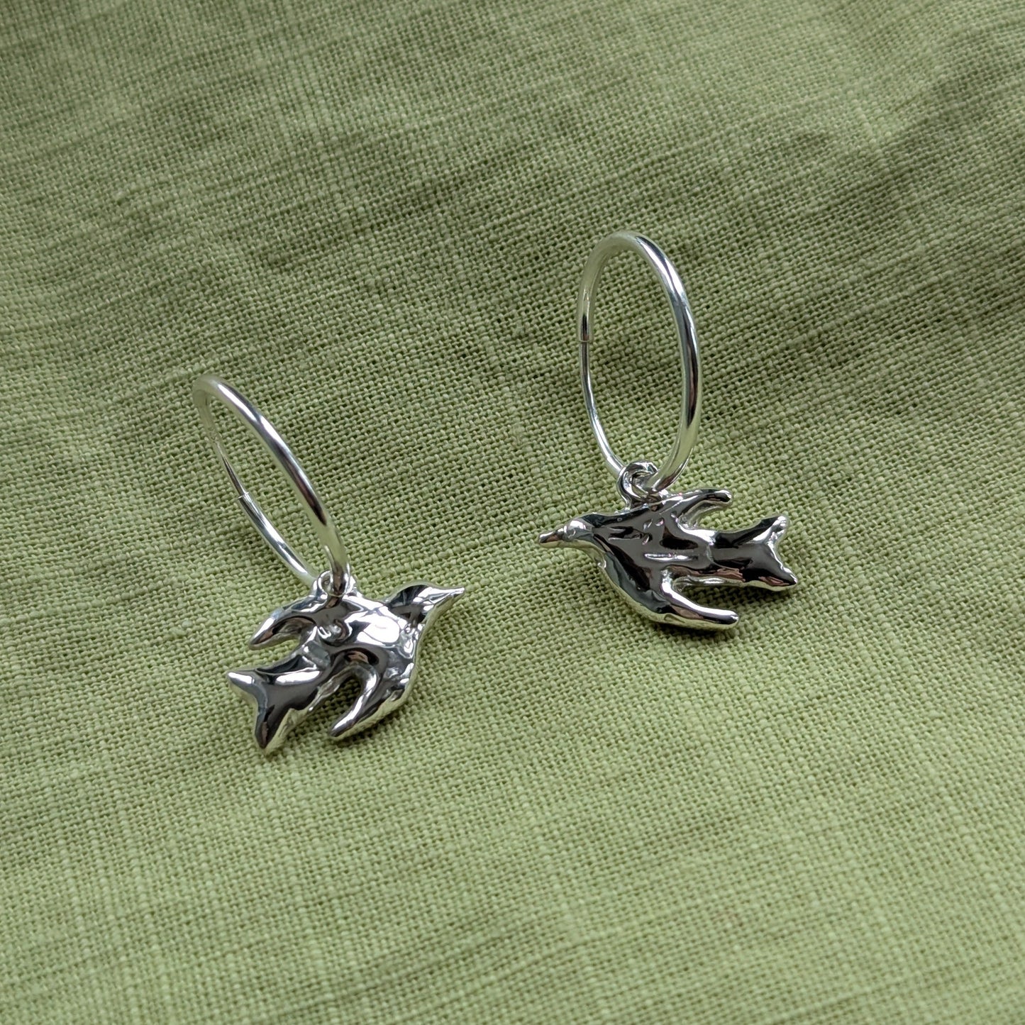 Flying Bird Hoop Earrings - Ready To Ship