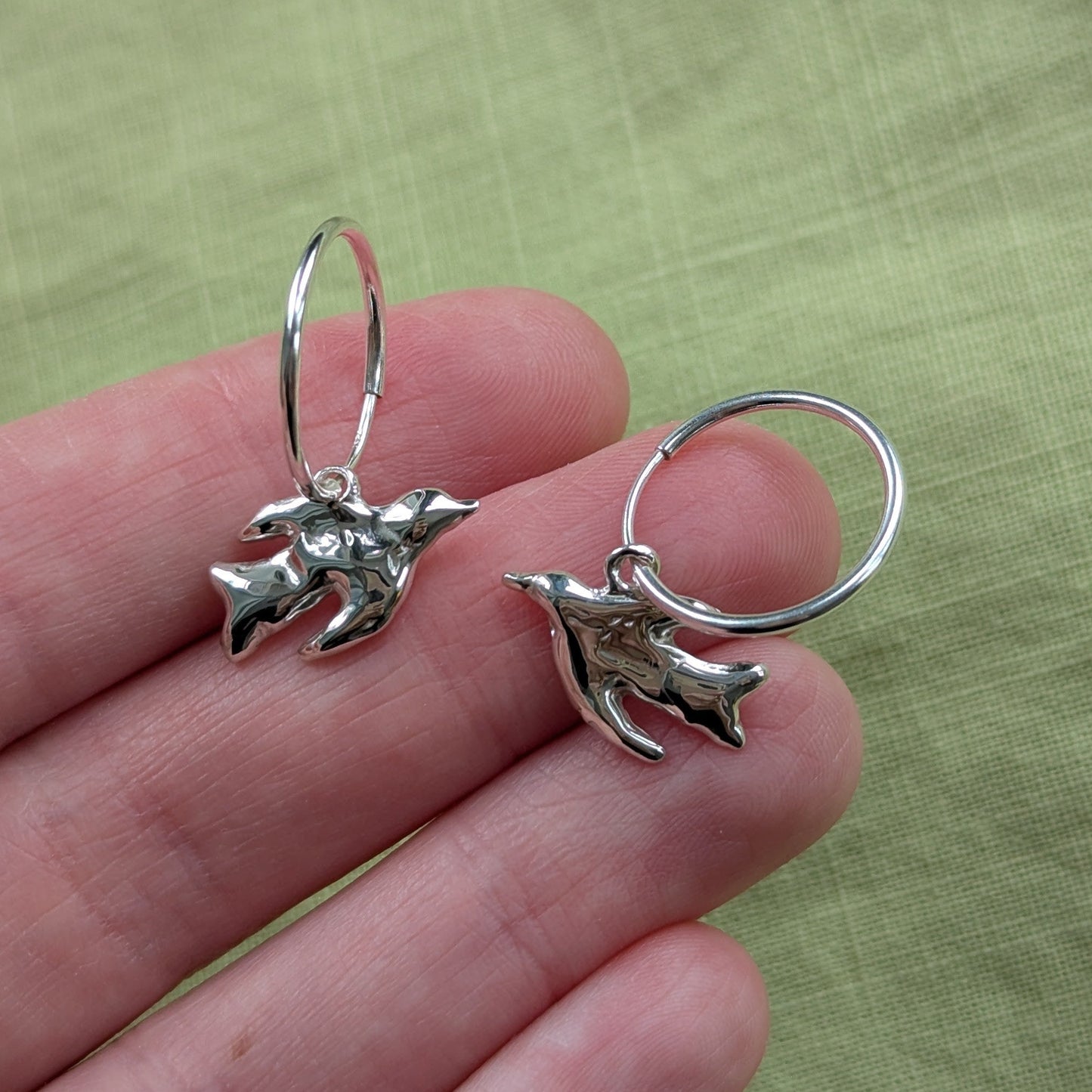 Flying Bird Hoop Earrings - Ready To Ship