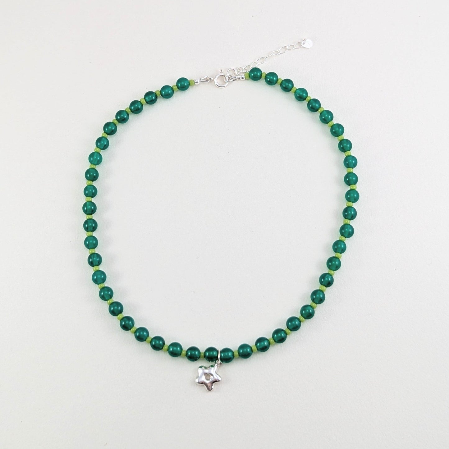 Beaded silver charm necklaces
