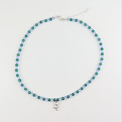 Beaded silver charm necklaces
