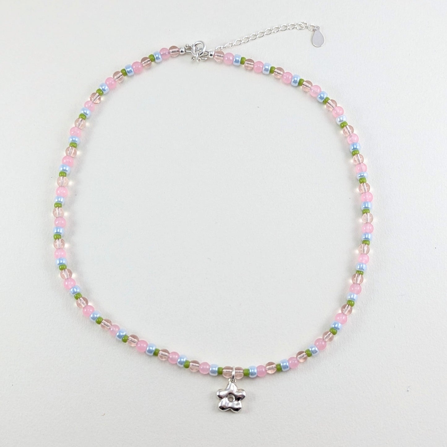 Beaded silver charm necklaces