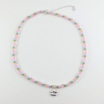 Beaded silver charm necklaces