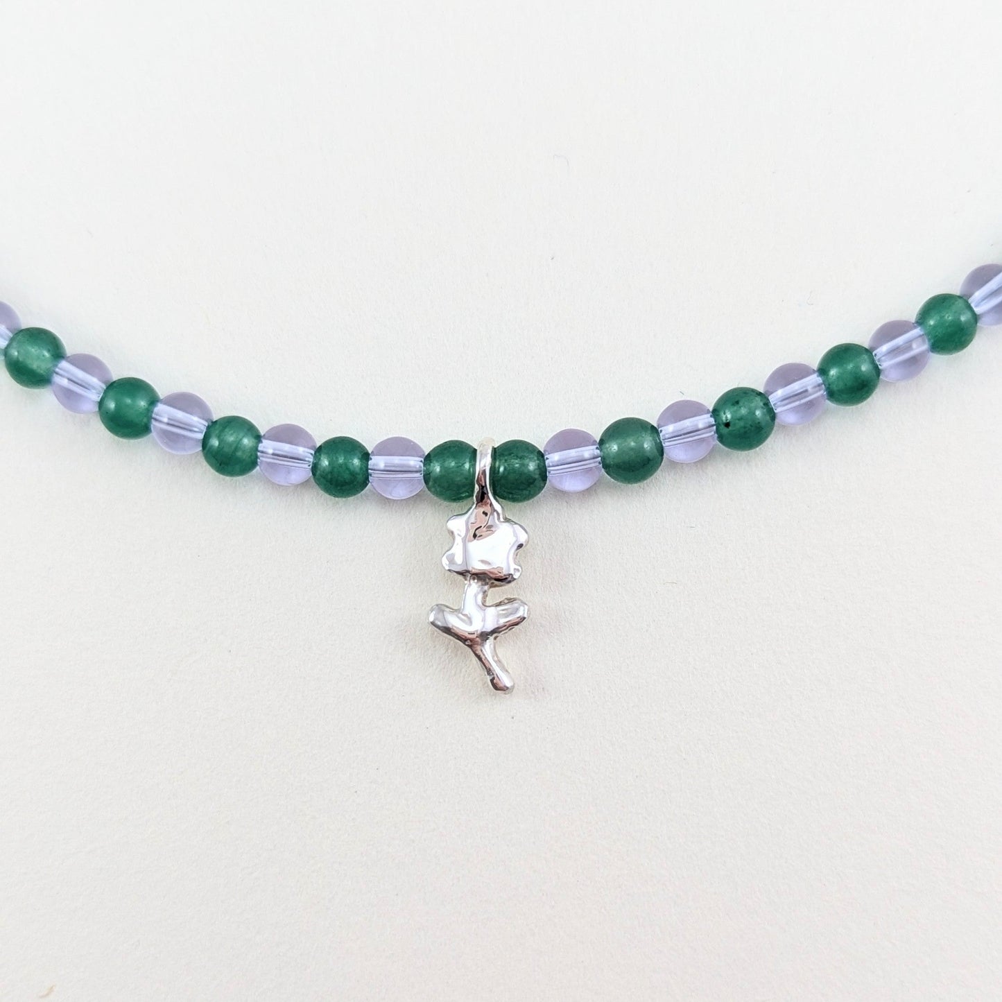 Beaded silver charm necklaces