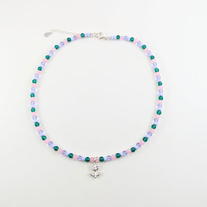 Beaded silver charm necklaces