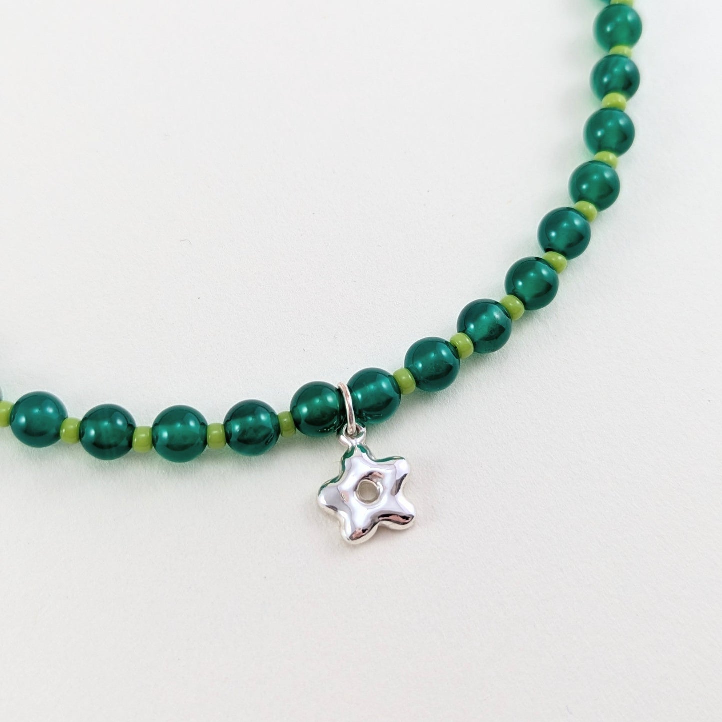 Beaded silver charm necklaces