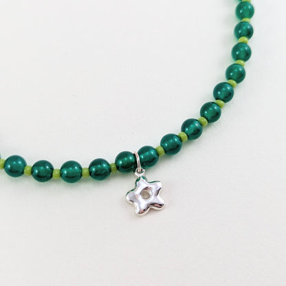 Beaded silver charm necklaces