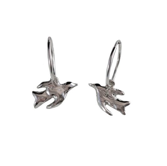 Flying Bird Hoop Earrings - Ready To Ship